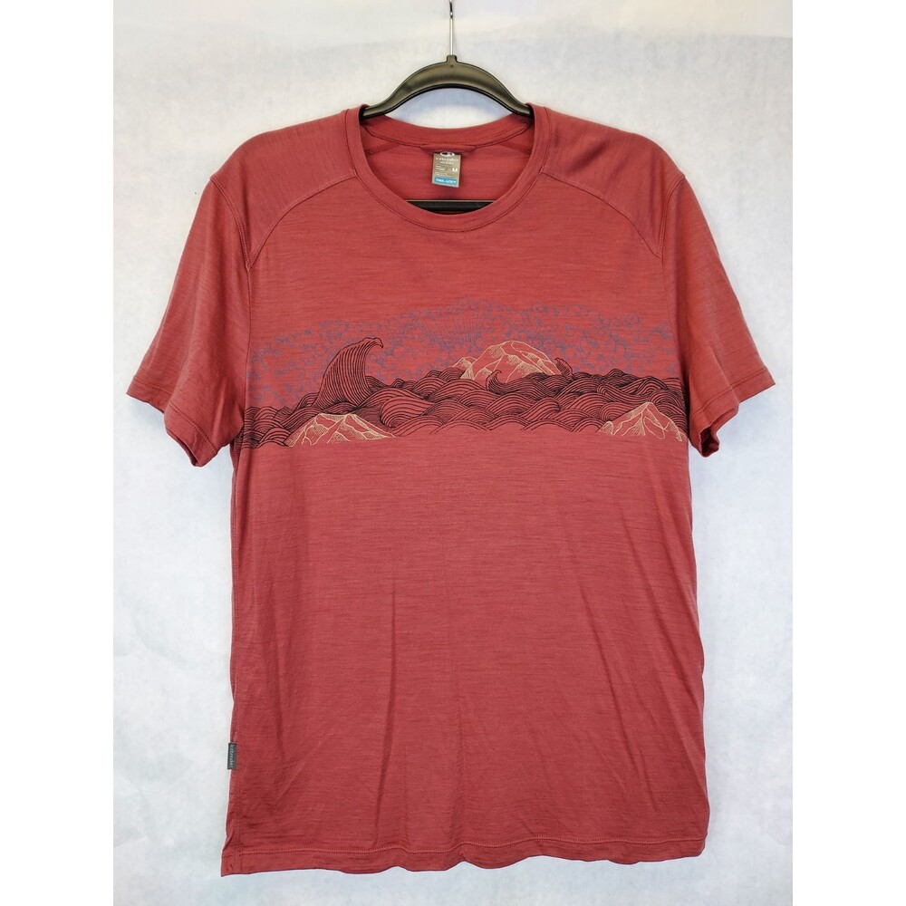 Icebreaker Cool Lite T-Shirt Men's M Merino Wool Waves Base Layer Gorpcore Flaw